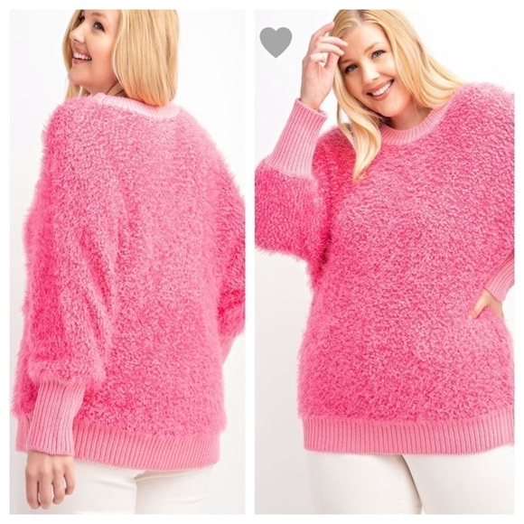 Plus Size Dolman Soft Hairy Popcorn Sweater - Picture 5 of 6